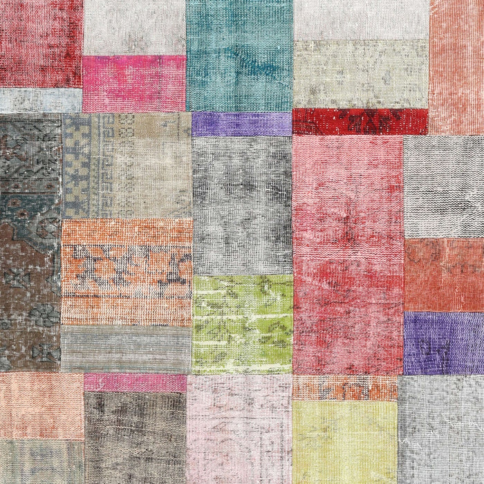 Contemporary Mauve Taupe Purple Patchwork Rug, con1429