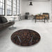 Round Contemporary Mid Gray Modern Rug in a Office, con1436