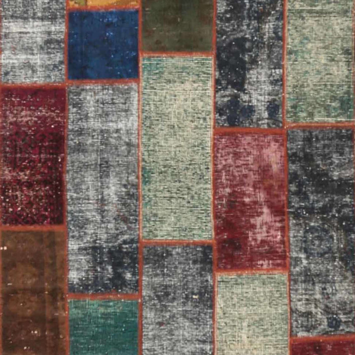 Contemporary Reddish Brown Patchwork Rug, con1437