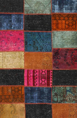 Contemporary Brown Patchwork Rug, con1438