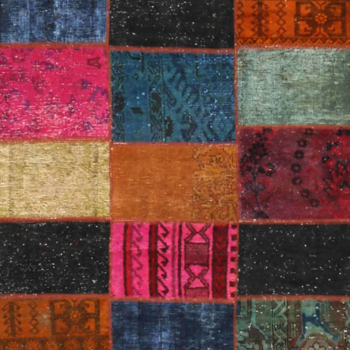 Contemporary Brown Patchwork Rug, con1438