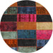 Sideview of Contemporary Brown Patchwork Rug, con1438