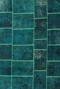 Machine Washable Contemporary Teal Green Rug, wshcon1439