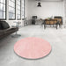 Round Machine Washable Contemporary Pastel Pink Rug in a Office, wshcon143