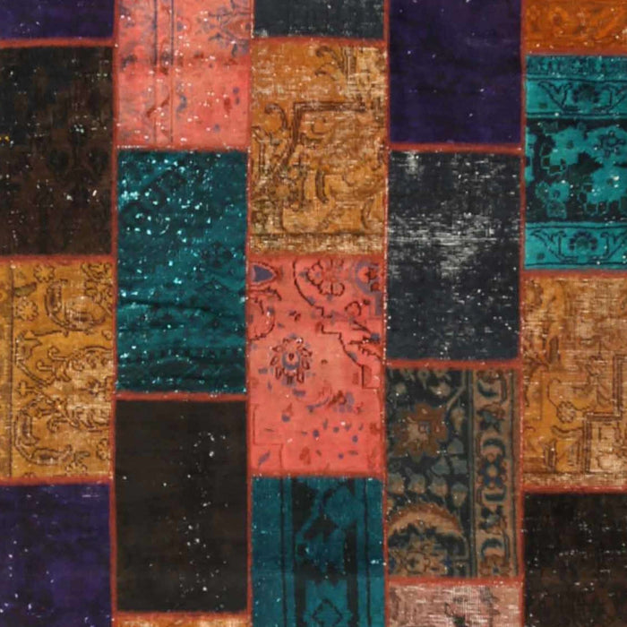 Contemporary Sienna Brown Patchwork Rug, con1440