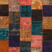 Square Contemporary Sienna Brown Patchwork Rug, con1440