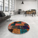 Round Machine Washable Contemporary Sienna Brown Rug in a Office, wshcon1440