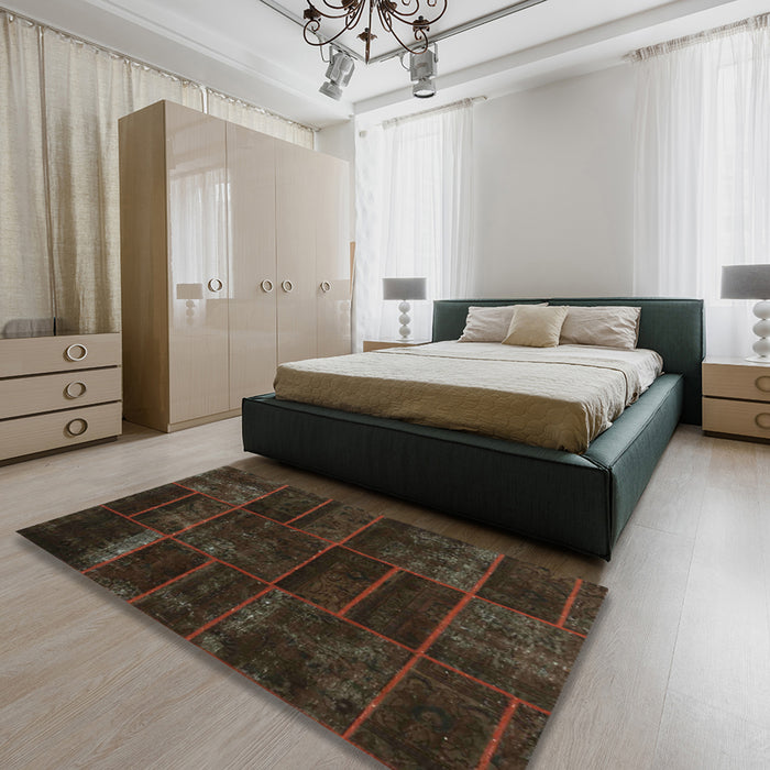 Contemporary Red Modern Rug in a Bedroom, con1441