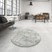 Round Machine Washable Contemporary Dark White Beige Rug in a Office, wshcon1442