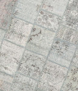 Contemporary Dark White Beige Patchwork Rug, con1442