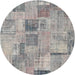 Sideview of Contemporary Pale Silver Gray Patchwork Rug, con1444