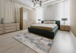 Machine Washable Contemporary Pale Silver Gray Rug in a Bedroom, wshcon1444