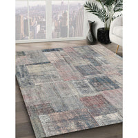 Contemporary Pale Silver Gray Patchwork Rug, con1444