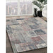 Contemporary Pale Silver Gray Patchwork Rug in Family Room, con1444