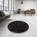 Round Contemporary Charcoal Black Modern Rug in a Office, con1445