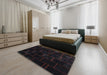 Contemporary Charcoal Black Modern Rug in a Bedroom, con1445