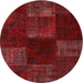 Square Machine Washable Contemporary Fire Brick Red Rug, wshcon1447