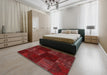 Machine Washable Contemporary Fire Brick Red Rug in a Bedroom, wshcon1447