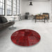 Round Machine Washable Contemporary Fire Brick Red Rug in a Office, wshcon1447