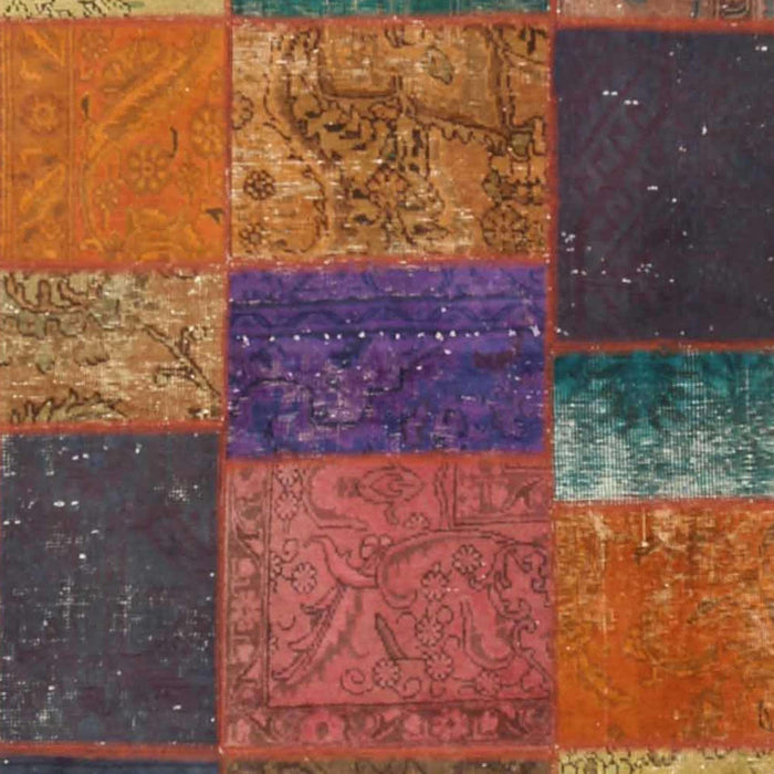 Contemporary Brown Red Patchwork Rug, con1448