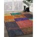 Contemporary Brown Red Patchwork Rug in Family Room, con1448