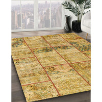 Contemporary Orange Patchwork Rug, con1449