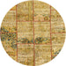 Sideview of Contemporary Orange Patchwork Rug, con1449