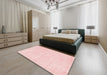 Contemporary Pastel Pink Modern Rug in a Bedroom, con144