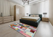 Contemporary Cherry Red Patchwork Rug in a Bedroom, con1450