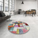 Round Machine Washable Contemporary Cherry Red Rug in a Office, wshcon1450