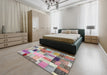 Contemporary Raspberry Purple Patchwork Rug in a Bedroom, con1451