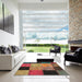 Square Machine Washable Contemporary Saffron Red Rug in a Living Room, wshcon1452