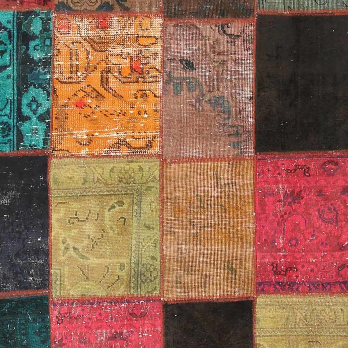 Contemporary Saffron Red Patchwork Rug, con1452