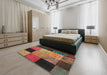 Contemporary Saffron Red Patchwork Rug in a Bedroom, con1452