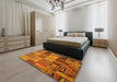 Machine Washable Contemporary Mahogany Brown Rug in a Bedroom, wshcon1453