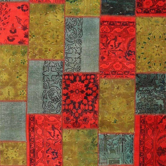 Contemporary Brown Patchwork Rug, con1454