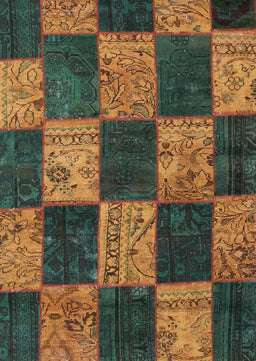 Contemporary Dark Brown Patchwork Rug, con1455