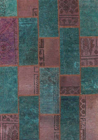 Machine Washable Contemporary Green Rug, wshcon1456