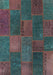 Contemporary Green Patchwork Rug, con1456