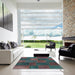 Square Machine Washable Contemporary Green Rug in a Living Room, wshcon1456