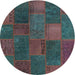 Square Machine Washable Contemporary Green Rug, wshcon1456