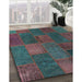 Contemporary Green Patchwork Rug in Family Room, con1456