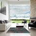 Square Contemporary Green Patchwork Rug in a Living Room, con1456