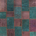 Square Contemporary Green Patchwork Rug, con1456