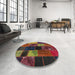 Round Machine Washable Contemporary Sienna Brown Rug in a Office, wshcon1457