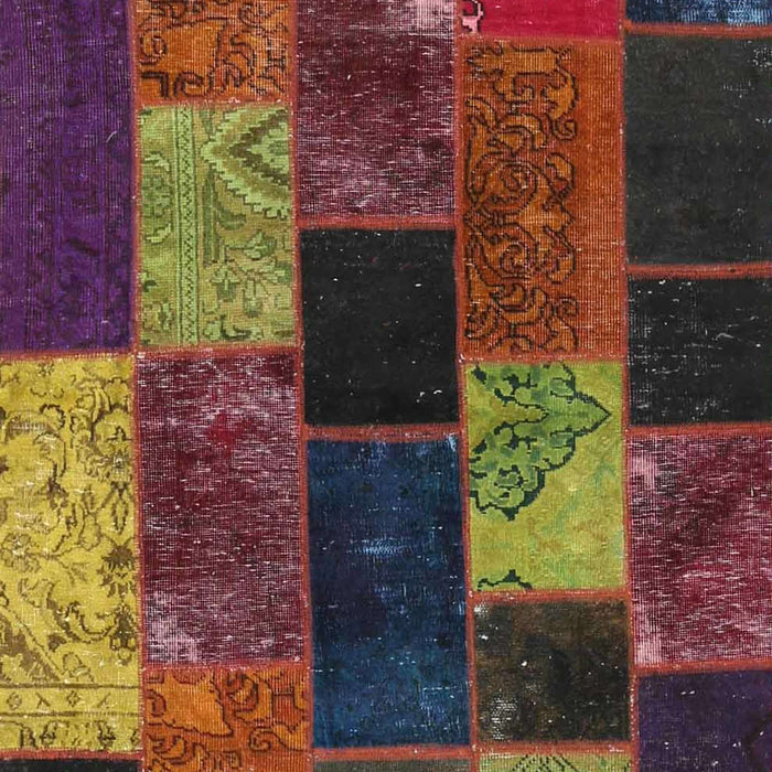 Contemporary Sienna Brown Patchwork Rug, con1457