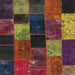 Square Contemporary Sienna Brown Patchwork Rug, con1457