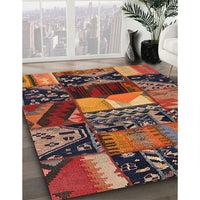 Contemporary Bronze Brown Patchwork Rug, con1461