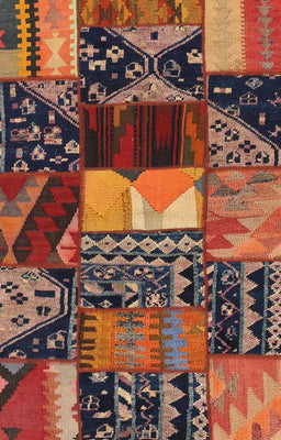 Contemporary Bronze Brown Patchwork Rug, con1461
