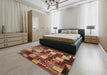 Contemporary Saffron Red Patchwork Rug in a Bedroom, con1462